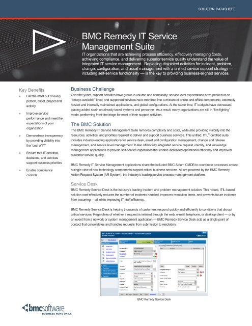 Bmc Remedy It Service Management Suite