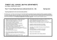 Key Stage 3 Mid Term Plans - Year 7 Core Spring - Forest Hill School