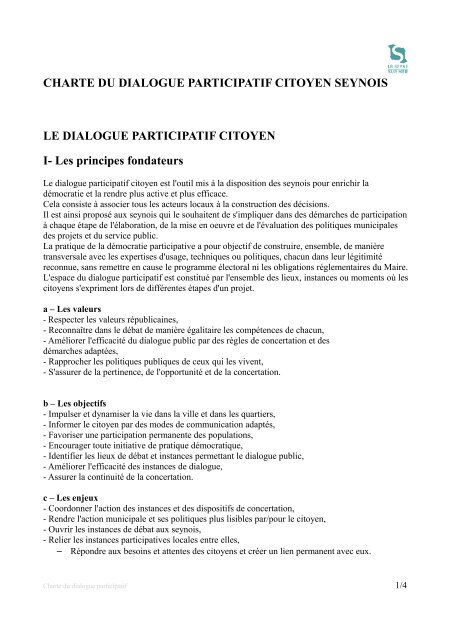 CHARTE DU DIALOGUE PARTICIPATIF ... - La Seyne-sur-Mer