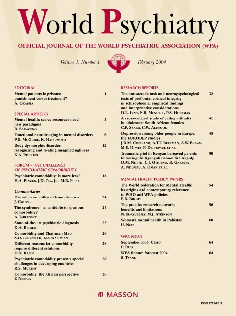Volume 3 Number 1 February 04 World Psychiatric Association