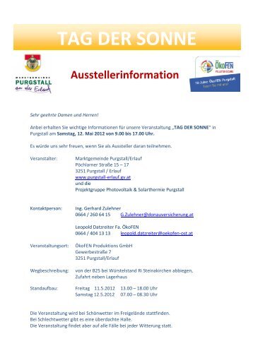 Ausstellerinformationen - Purgstall an der Erlauf