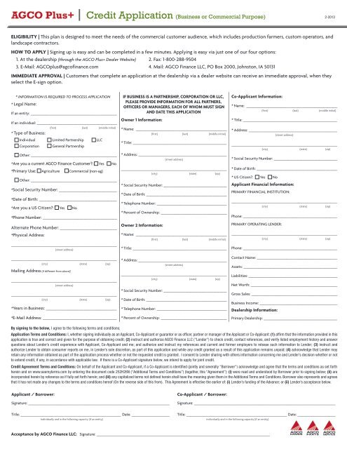 Printable Application - AGCO Parts