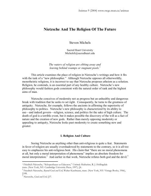 Nietzsche And The Religion Of The Future