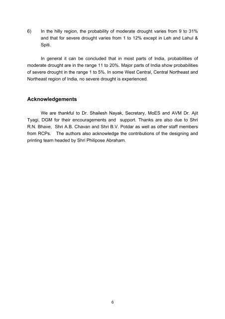 Mapping of Drought Areas over India - (IMD), Pune