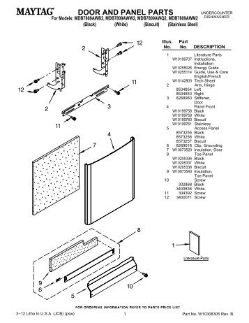 DOOR AND PANEL PARTS - Maytag