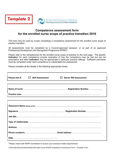 EN Competence Assessment Form - Template 2