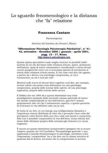 Lo sguardo fenomenologico e la distanza che "fa" - Counselling-care.it