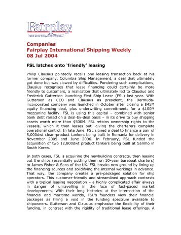 Companies Fairplay International Shipping Weekly 08 Jul 2004