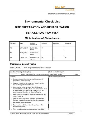 BBA-CKL-1000-1400-005A-B-00 Site Preparation and Rehabilitation