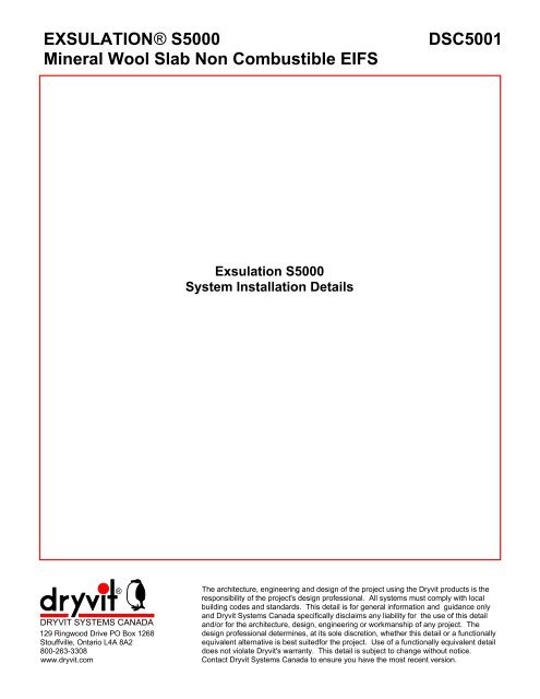 EXSULATION® S5000 Mineral Wool Slab Non Combustible ... - Dryvit