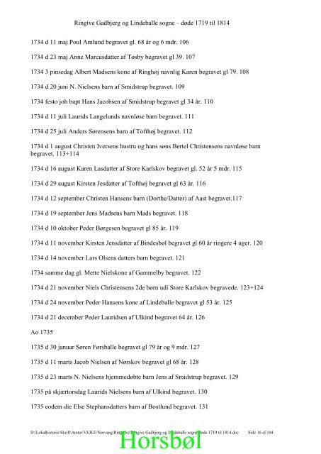 Gadbjerg Lindeballe og Ringive sogne begravede 1719-1814.