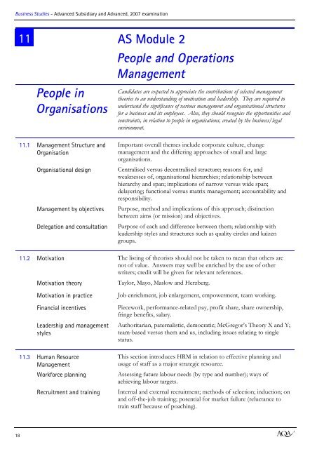 AQA GCE Specification 2007 - Littleover Community School