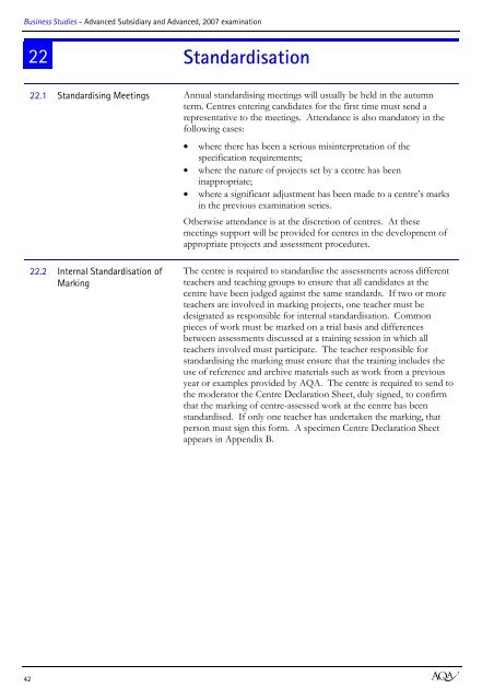 AQA GCE Specification 2007 - Littleover Community School