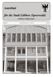 Amtsblatt - STADT LÜBBEN Spreewald: Rathaus