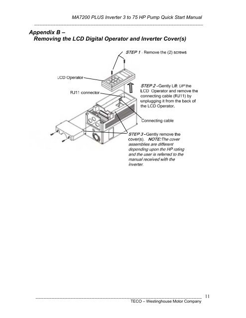 MA7200+ Pump Quick Start Manual - TECO-Westinghouse Motor ...