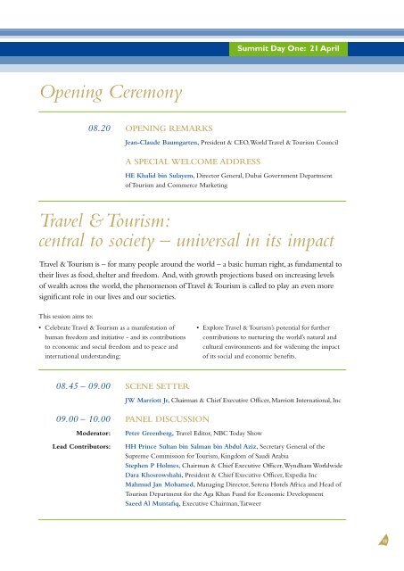 The Programme - Global Travel & Tourism Summit