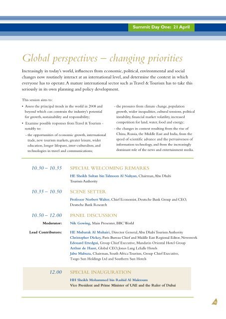 The Programme - Global Travel & Tourism Summit