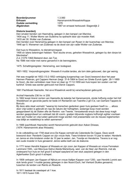 Boerderijnummer 1.3.060 Erfnaam Hansmannink ... - De Hofmarken
