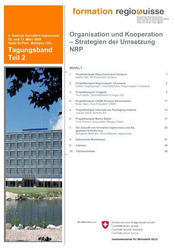 Tagungsband Teil 2 Organisation und Kooperation - Regiosuisse