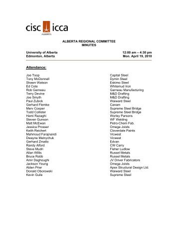 2010 04 Alberta Minutes - CISC-ICCA