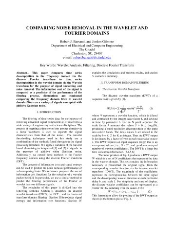 comparing noise removal in the wavelet and fourier domains