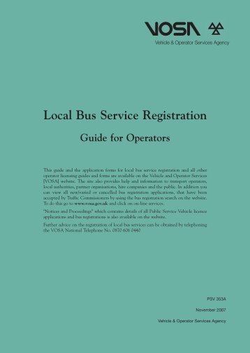 Guide to Local Bus Service Registration - Driving, transport and travel