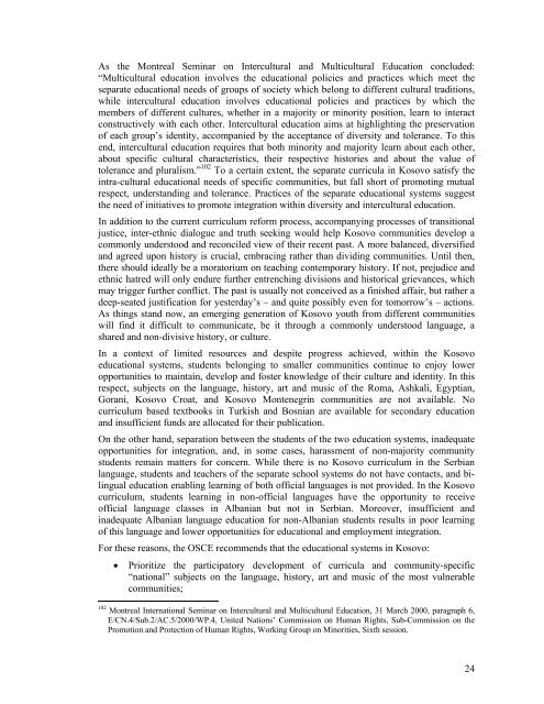 Kosovo non-majority communities within the primary and ... - OSCE