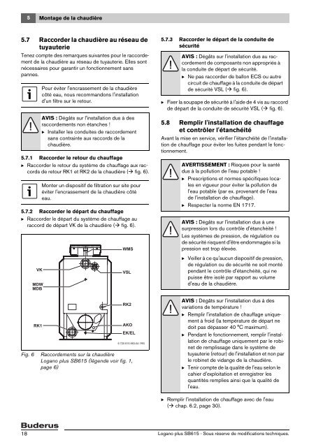 Notice d'installation et d'entretien Logano plus SB615