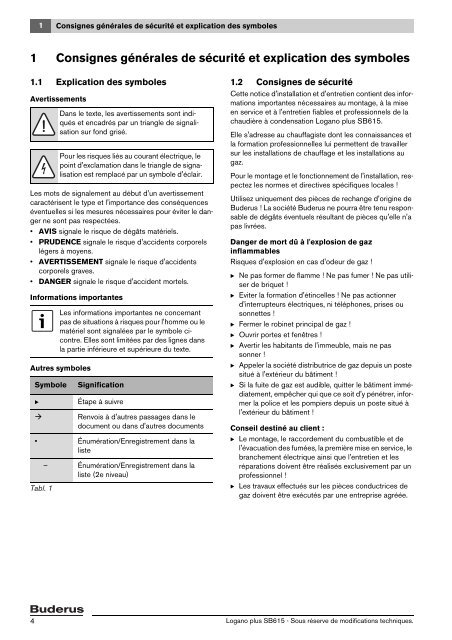 Notice d'installation et d'entretien Logano plus SB615