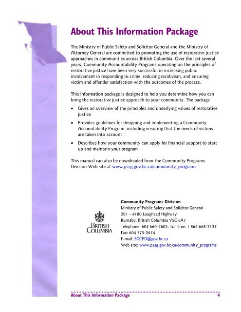 Community Accountability Programs Information ... - Ministry of Justice