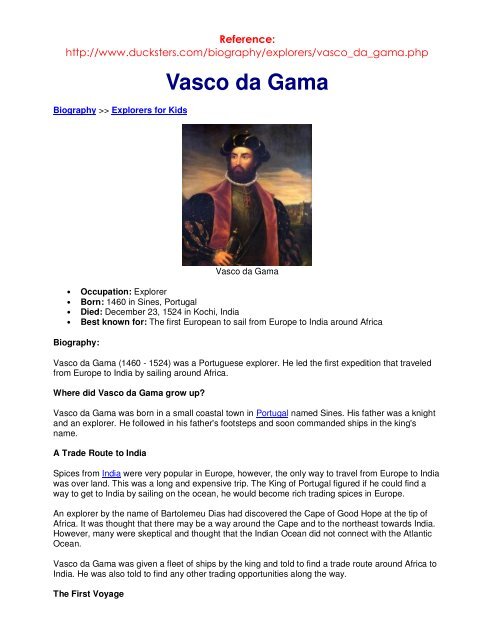 vasco da gama facts