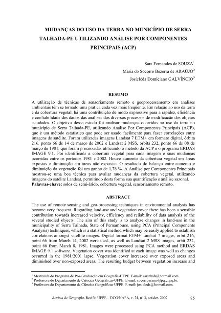 análise por componentes principais (acp) - UFPE - Universidade ...