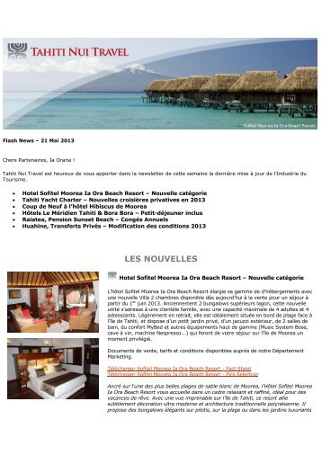 LES NOUVELLES - Tahiti Nui Travel