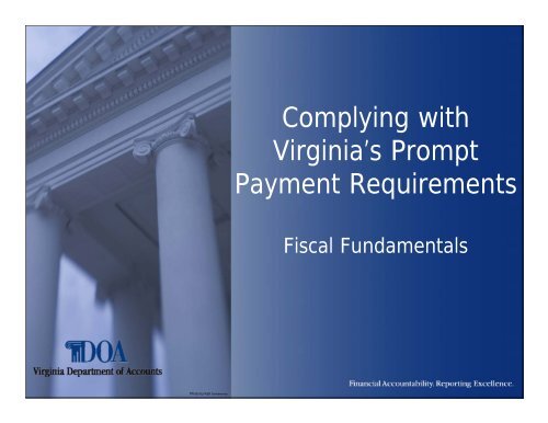 Prompt Payment Act Compliance - Virginia Department of Accounts