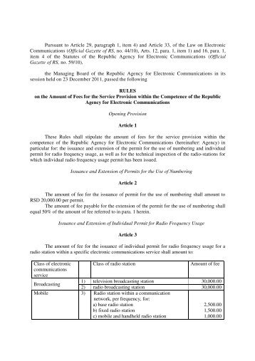 Pursuant to Article 29, paragraph 1, item 4) and Article 33, of the ...