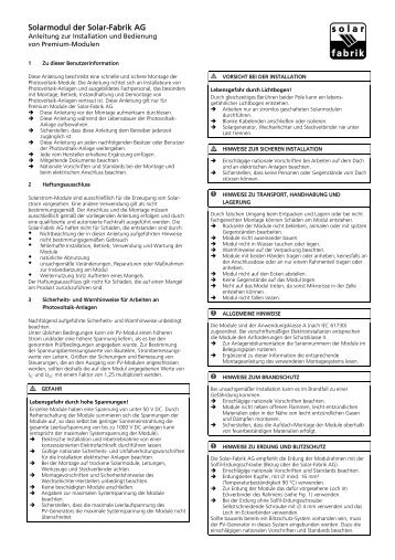 Solar-Fabrik Premium L mono: Anleitung - BayWa r.e.