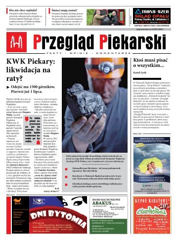 KWK Piekary: likwidacja na raty? - PrzeglÄd Piekarski - Krzysztof ...