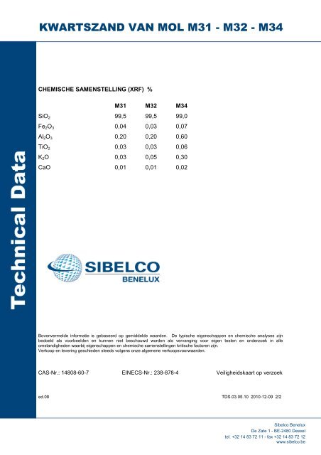 KWARTSZAND VAN MOL M31 - M32 - M34 - Sibelco