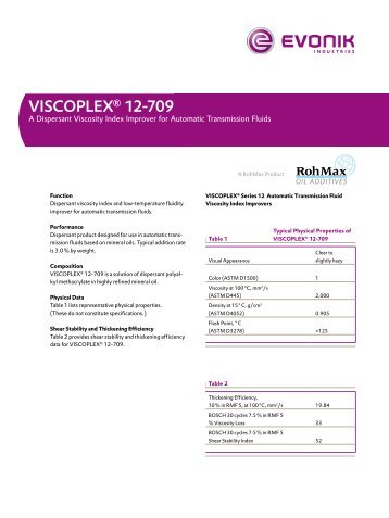 VISCOPLEXÂ® 12-709 - Evonik Oil Additives