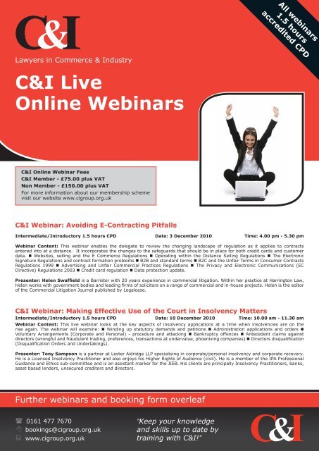 C&I Live Online Webinars - C&I Group