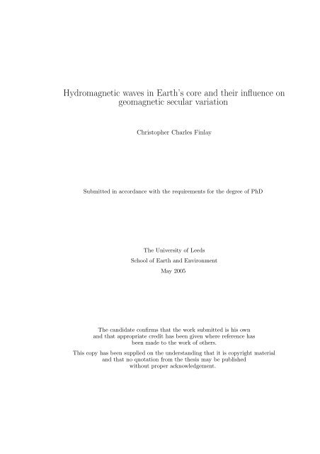 Hydromagnetic waves in Earth's core and their influence on ...