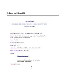 Syllabus for College 101 - Peru State College