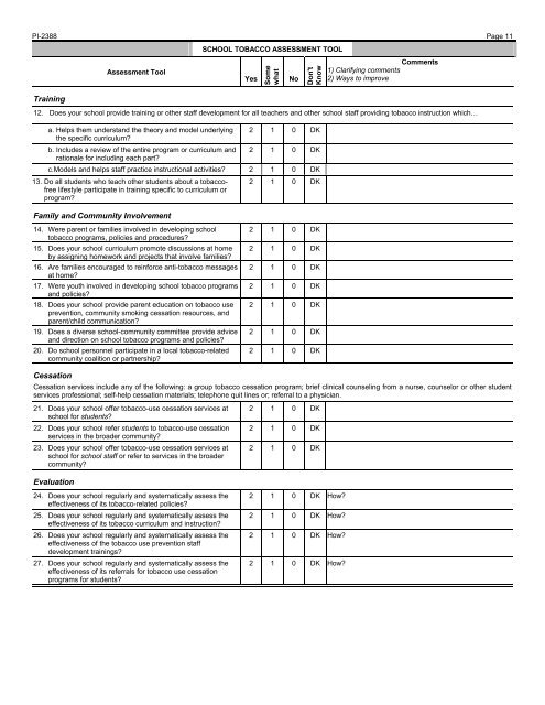 Tobacco Prevention Program Assessment Tool - Student Services ...