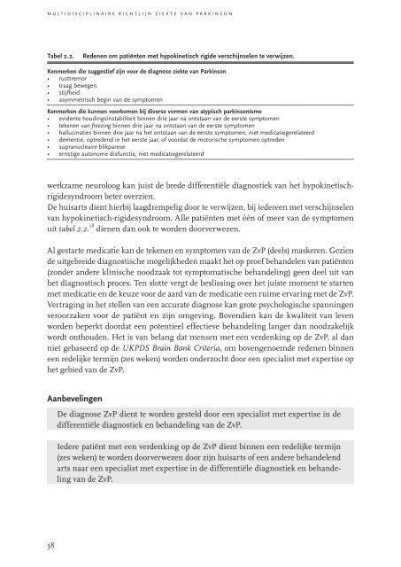 Multidisciplinaire richtlijn Ziekte van Parkinson - ParkinsonNet