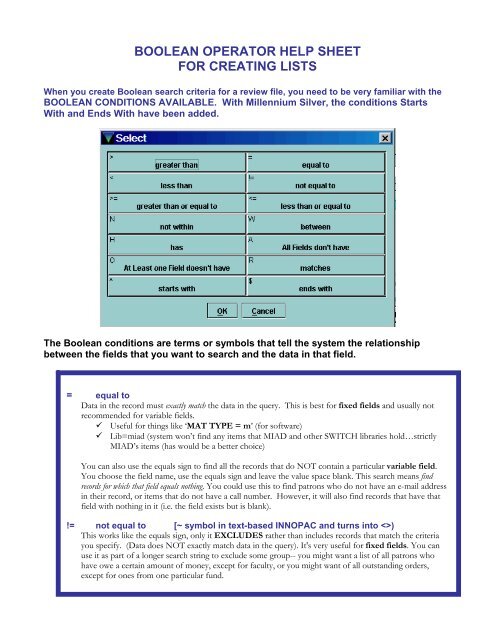 Boolean Operators Cheat Sheet - SWITCH Library Consortium