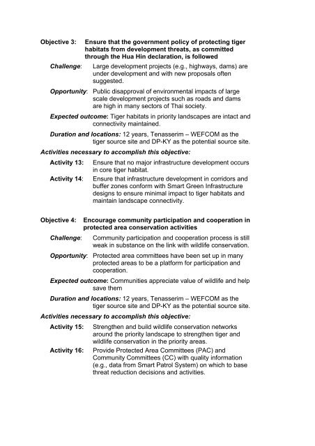 Thailand Tiger Action Plan - Global Tiger Initiative