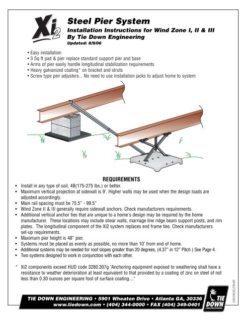 Xi2 Steel Pier System WZ's I, II, III - Tie Down Engineering