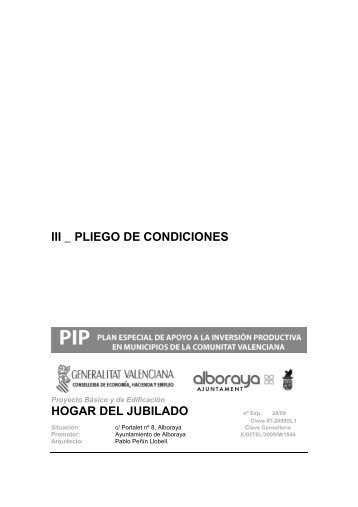 III _ PLIEGO DE CONDICIONES HOGAR DEL JUBILADO - Alboraya
