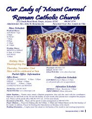 Thursday, November 22nd Mass will be celebrated at 9am Parish ...