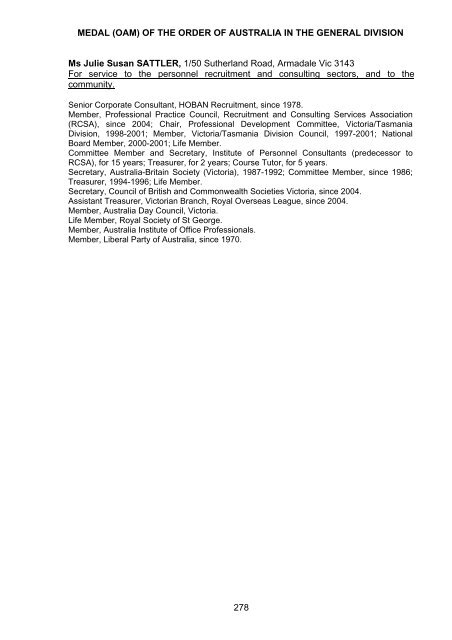 Australia Day 2008 Honours List - Governor-General of the 
